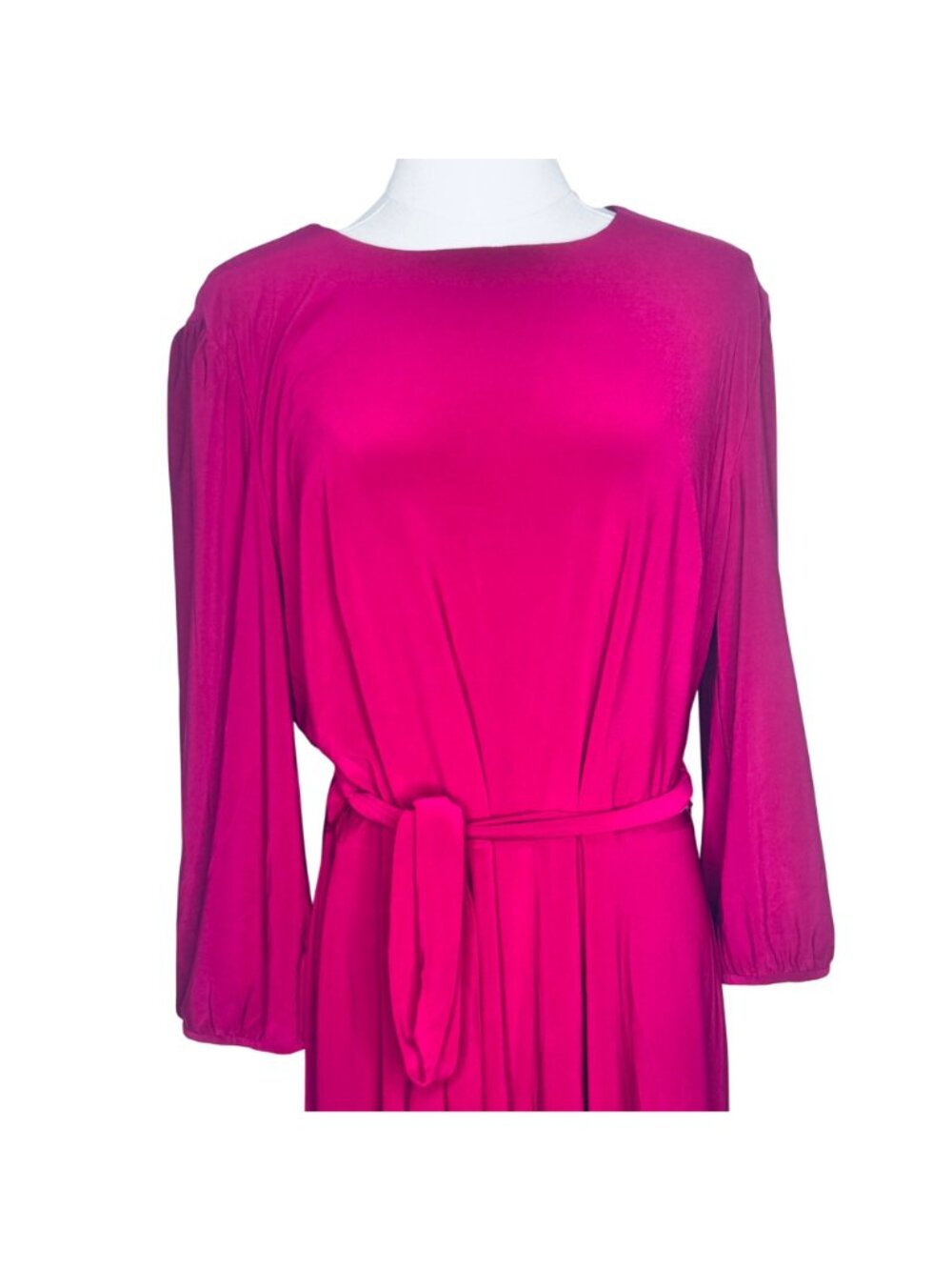 Lauren Ralph Lauren Womens Fuchsia Belted Jersey Midi Dress Sz 16 Comfort Party - Picture 7 of 9
